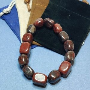Brecciated Jasper stretch bracelet 12-15mm tumbled stones with felt pouch-NB27